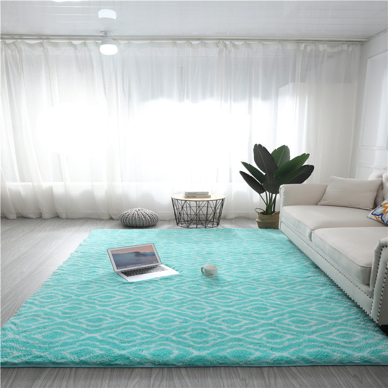 Tapis Shaggy Poil Long Motif Lanterne Chinoise Blanc Gris Salon — Tapinna®