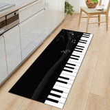 Tapis Runner Cuisine Imprimé Clavier de Piano Noir et Blanc 6