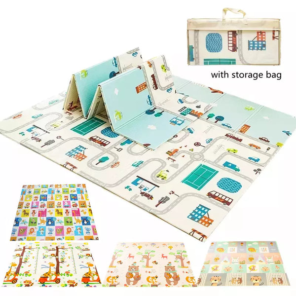 Tapis de Jeu Bébé Pliable XPE 1cm – Motifs Animaux et Ville