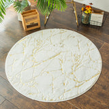 Tapis Rond Velours Veinures Dorées – Luxe Nordique 8