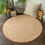 Tapis Rond Velours Veinures Dorées – Luxe Nordique 6