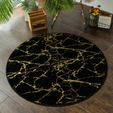 Tapis Rond Velours Veinures Dorées – Luxe Nordique 4