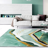 Tapis Paysage Abstrait Vert Sauge et Or – Impression 3D 3