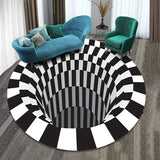 Tapis Illusion d'Optique 3D – Vortex Noir & Blanc | Salon Chambre 6
