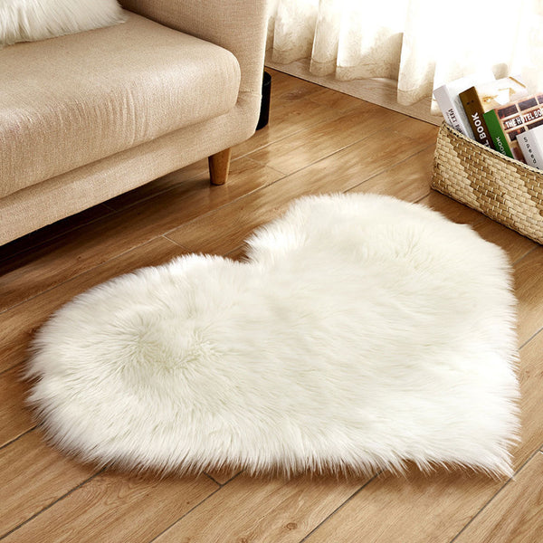 Tapis Cœur Fausse Fourrure Doux – Chambre & Salon