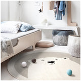 Tapis Rond Cartoon – Illustration Ours Polaire Beige | Chambre Enfant Salon 2