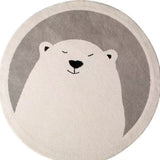 Tapis Rond Cartoon – Illustration Ours Polaire Beige | Chambre Enfant Salon 3