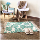 Tapis Coton et Lin Motif Feuilles Tropicales – Lavable 2
