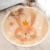 Tapis Rond Animaux Cartoon Enfant Velours Cristal Éléphant Lapin 4