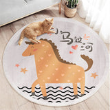 Tapis Rond Animaux Cartoon Enfant Velours Cristal Éléphant Lapin 9