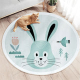Tapis Rond Animaux Cartoon Enfant Velours Cristal Éléphant Lapin 1