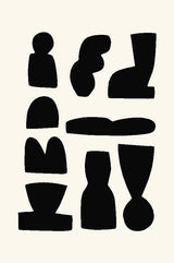 Tapis Tufté Géométrique Pictogrammes – Noir, Blanc & Marron – Chevet 2