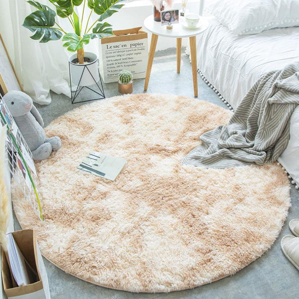 Tapis Rond Shaggy Tie-Dye Pastel Doux – Chambre & Salon