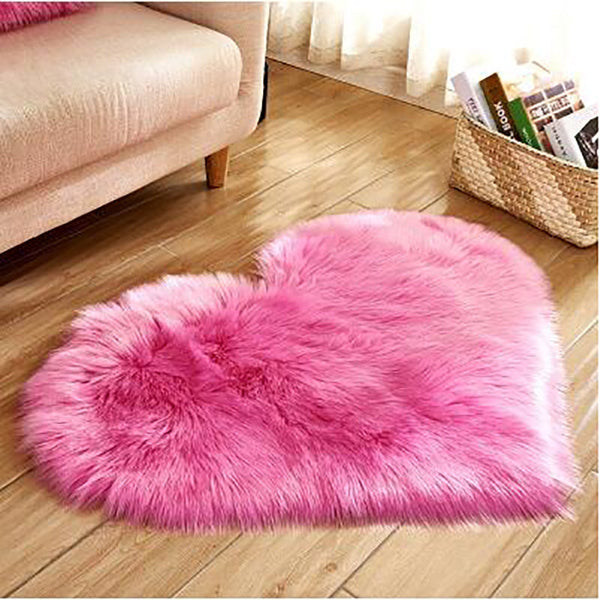 Tapis Cœur Fausse Fourrure Doux – Chambre & Salon