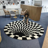 Tapis Rond Soie Mûrier Illusion 3D Vortex Optique – Salon & Chambre 2