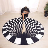 Tapis Rond Soie Mûrier Illusion 3D Vortex Optique – Salon & Chambre 3