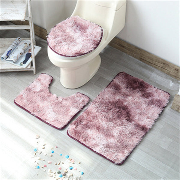Set 3 Pièces Tapis de Bain Tie-Dye Shaggy – Coloris Vifs