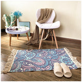 Tapis Rectangulaire Coton Tissé Motif Kilim Franges – Entrée & Salon 20
