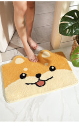 Tapis Salle de Bain Shiba Inu Cartoon Antidérapant Doux 6
