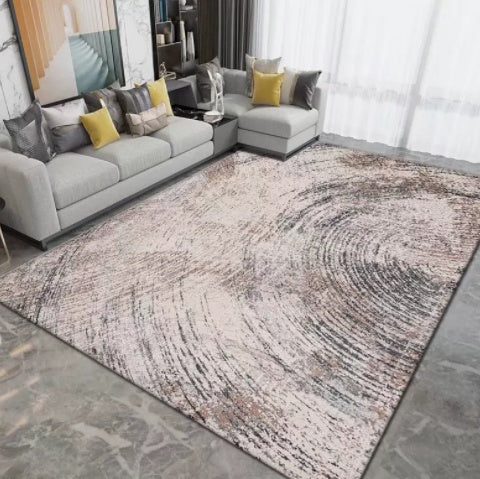 Tapis Rectangulaire Abstrait Contemporain – Gris et Beige — Tapinna®