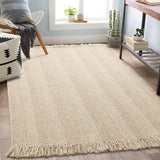 Tapis en Laine Naturelle Artisanal – Beige Naturel et Franges 3