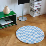 Tapis Rond Dégradé Damier – Style INS – Bleu, Jaune & Rose 1