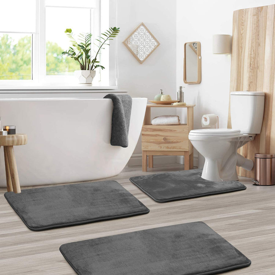 Set 3 Pièces Tapis de Bain Microfibre Antidérapant – Salle de Bain — Tapinna®