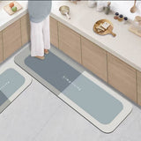 Set Tapis Salle de Bain & Cuisine – Gris & Bleu – Runner + 2 Pièces 1