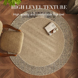 Tapis Rond Tressé – Texture Naturelle Beige & Brun | Salon Table Basse 1