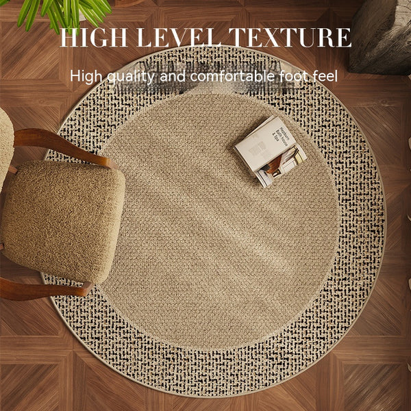 Tapis Rond Tressé – Texture Naturelle Beige & Brun | Salon Table Basse