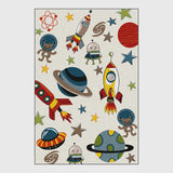 Tapis Enfant Espace Fusées Planètes Coloré Chambre Salon 3