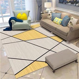Tapis Rectangulaire Polyester Motif Géométrique Scandinave Jaune & Gris – Salon & Chambre 2
