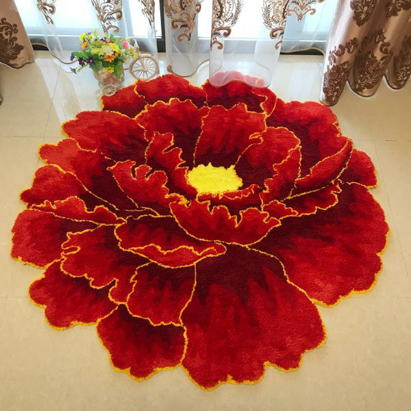 Tapis Forme Pivoine Fleur Tufté Fait Main – Salon & Chambre