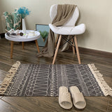 Tapis Rectangulaire Coton Tissé Motif Kilim Franges – Entrée & Salon 8