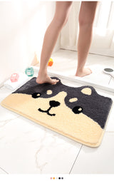 Tapis Salle de Bain Shiba Inu Cartoon Antidérapant Doux 3