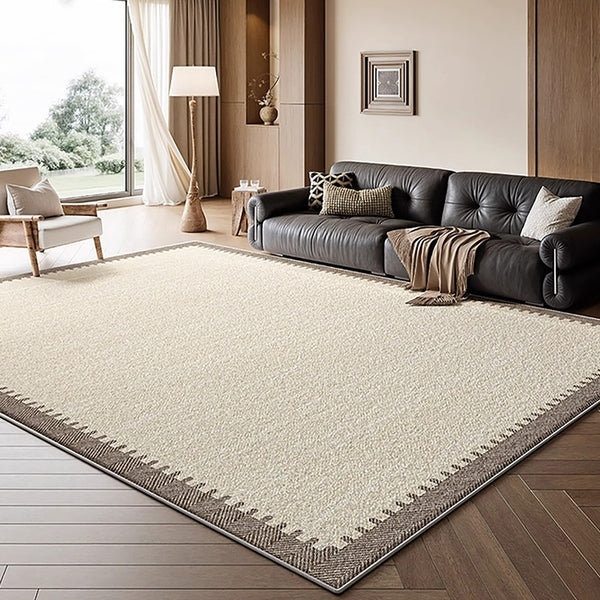Tapis Rectangulaire Rétro Français Beige Bordure – Salon