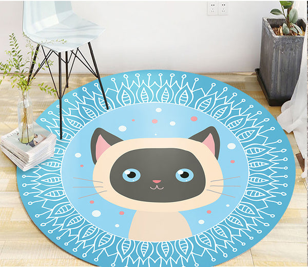 Tapis Rond Cartoon Illustrations Florales & Personnages – Chambre Enfant