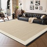 Tapis Rectangulaire Rétro Français Beige Bordure – Salon 8