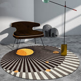 Tapis Rond Géométrique Lignes – Bureau & Salon – Gris & Bleu 4
