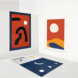 Tapis Rectangulaire Abstrait Graphique Orange & Marine – Salon 1