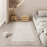 Tapis Chambre Minimaliste Rayures Géométriques Beige Doux 6