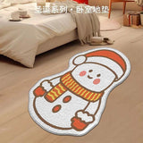 Tapis de Noël Imitation Cachemire – Père Noël, Sapin, Bonhomme de Neige 12