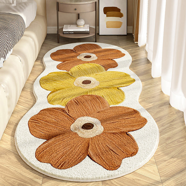 Tapis Irrégulier Grande Fleur Colorée Imitation Cachemire Runner