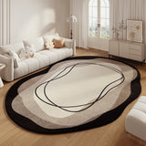 Tapis Ovale Organique Crème Contour Bois Style Luxe – Salon & Chambre 5