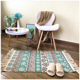 Tapis Rectangulaire Coton Tissé Motif Kilim Franges – Entrée & Salon 16