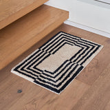 Tapis Entrée Coeur Touffeté Noir Blanc Moderne Hall Chambre 7