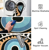 Tapis Rond Motif Œil Aztèque Bohème – Salon & Chambre 5