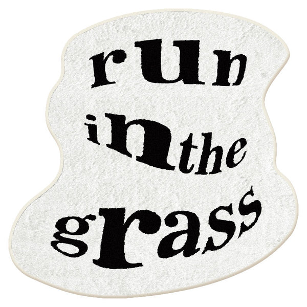 Tapis Irrégulier Lettres Typographiques Streetwear Noir Blanc