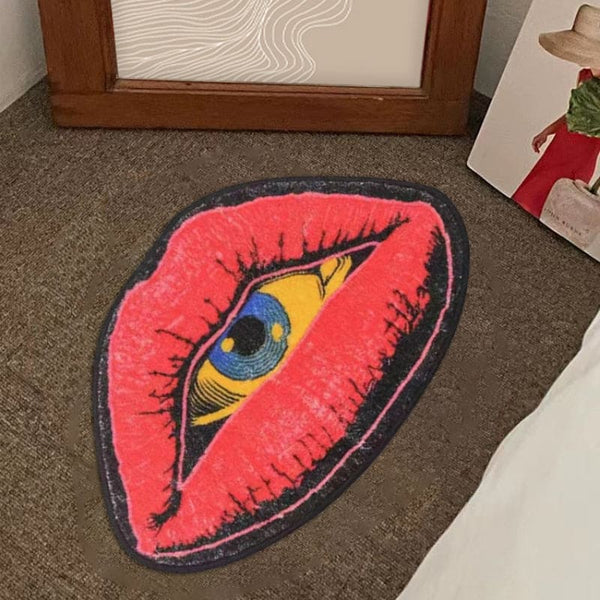 Tapis Forme Lèvres Œil Pop Art – Salle de Bain & Entrée