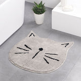 Tapis Forme Chat Touffeté Salle de Bain – Blanc et Gris 1